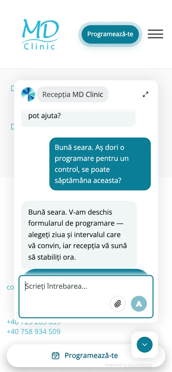 O întrebare de programare noaptea, cu răspuns în română. Asistentul nu confirmă niciodată o oră: o face recepția, la telefon.