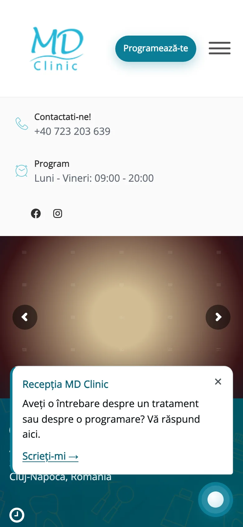 mdclinic.ro on a phone