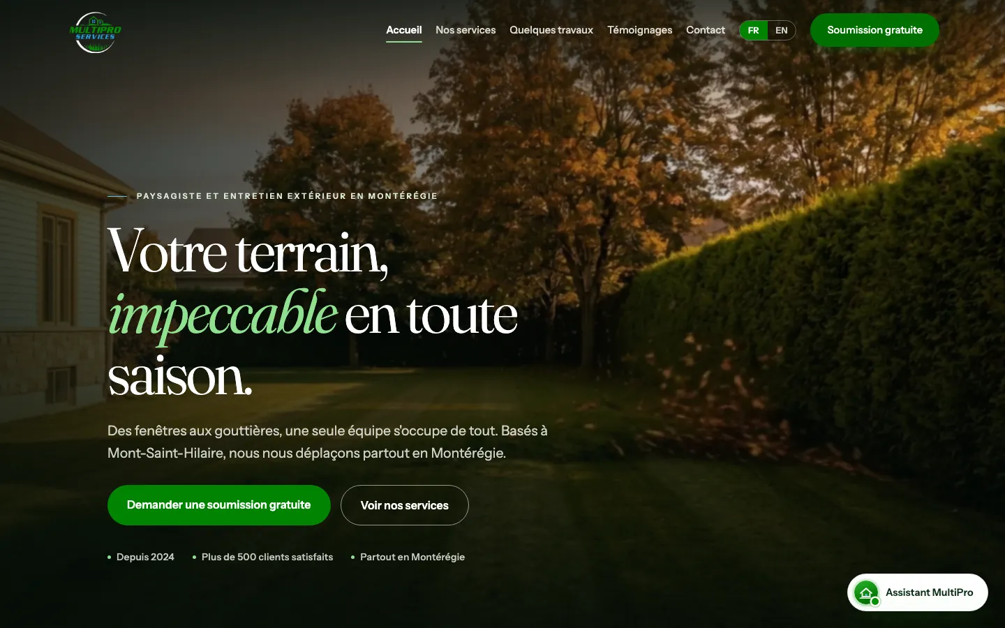 Pagina principală multiproservicesqc.com pe un ecran de desktop